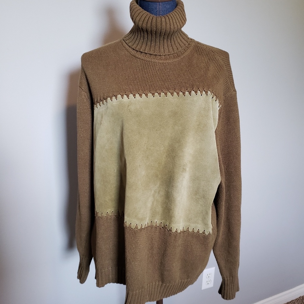Terry Lewis Green Leather Knit Sweater